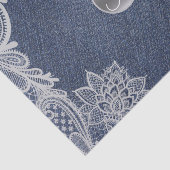 Denim & Lace Rustic Glam Elegant Monogram Initial Seidenpapier (Ausschnitt)