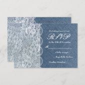 Denim & Lace Rustic Romance Wedding RSVP Card (Vorne/Hinten)