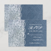 Denim & Lace Rustic Romance Wedding RSVP Card Karte (Vorne/Hinten)