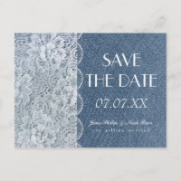 Denim & Lace Rustic Save the Date Hochzeit Postkar