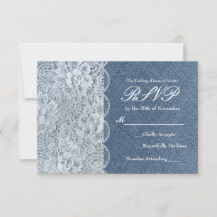 Denim & Lace Rustikale Romantik-Hochzeits-RSVP-Kar RSVP Karte