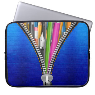 Denim Laptop Bag mit Zipper Graphic Laptopschutzhülle