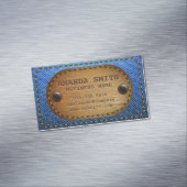 Denim Leather stickte Hintergrund Magnetische Visitenkarte (Beispiel)