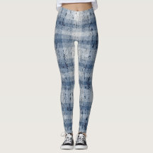 Denim Look Crackle Karierte Leggings
