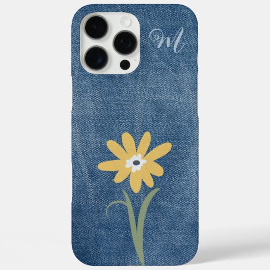 Denim Look Daisy Monogram Case-Mate iPhone Case (Rückseite)