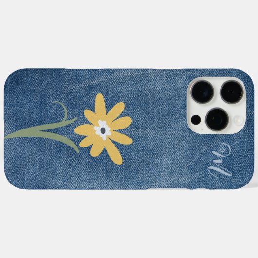 Denim Look Daisy Monogram Case-Mate iPhone Case (Rückseite (Horizontal))