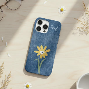 Denim-Look Daisy-Monogramm-Hülle Case-Mate iPhone- iPhone 16 Pro Max Hülle
