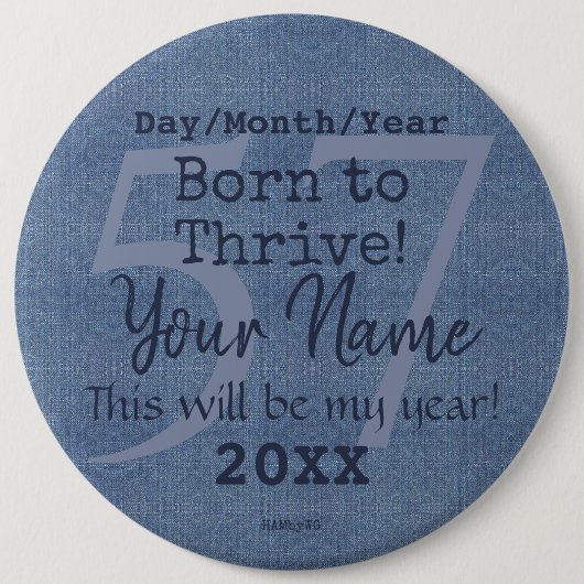 Denim Look Personalizable Button HAMbyWG (Vorderseite)