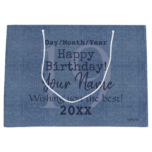 Denim Look Personalizable Geschenktasche HAMbyWG Große Geschenktüte (Vorderseite)