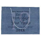 Denim Look Personalizable Geschenktasche HAMbyWG Große Geschenktüte (Rückseite)