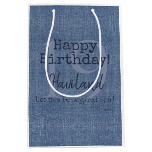 Denim Look Personalizable GiftHAMbyWG Mittlere Geschenktüte
