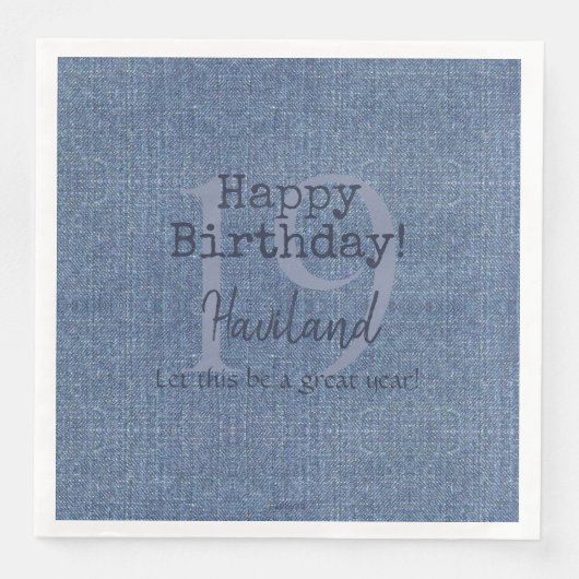 Denim Look Personalizable Paper Napkins HAMbyWG Serviette (Vorderseite)