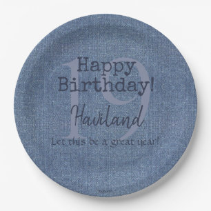 Denim Look Personalizable Papierplatte HAMbyWG Pappteller