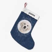 Denim Look Winter Wreath Pet Dog Photo Kleiner Weihnachtsstrumpf (Vorderansicht (hängend))