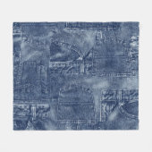 Denim Material in einem Patchwork-Taschenmuster. Fleecedecke (Vorderseite (Horizontal))