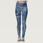 Denim Material in einem Patchwork-Taschenmuster. Leggings (Vorderseite)