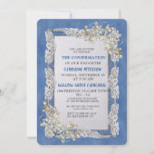 Denim mit Cream Blume Lace and Pearls Einladung (Vorderseite)