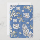 Denim mit Cream Blume Lace and Pearls Einladung (Rückseite)