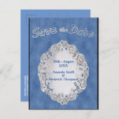 Denim mit Cream Blume Lace Ankündigungspostkarte (Vorne/Hinten)