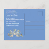 Denim mit Cream Blume Lace Ankündigungspostkarte (Rückseite)