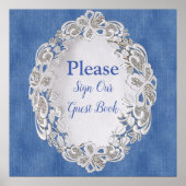 Denim mit Cream Blume Lace Poster (Vorne)