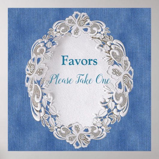 Denim mit Cream Blume Lace Poster (Vorne)