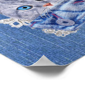 Denim mit Cream Blume Lace und Kittens Poster (Ecke)