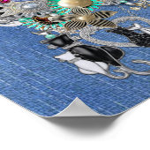 Denim mit Cream Blume Lace und Kostümschmuck Poster (Ecke)