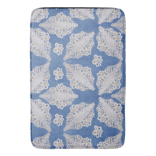 Denim mit spitzen Wiederholmustern Badematte (Vorderseite Vertikal)