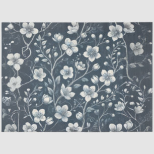 Denim mit White Blume Decoupage Seidenpapier