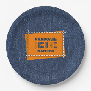 Denim-Muster-Abschluss-Party-kundenspezifischer Pappteller