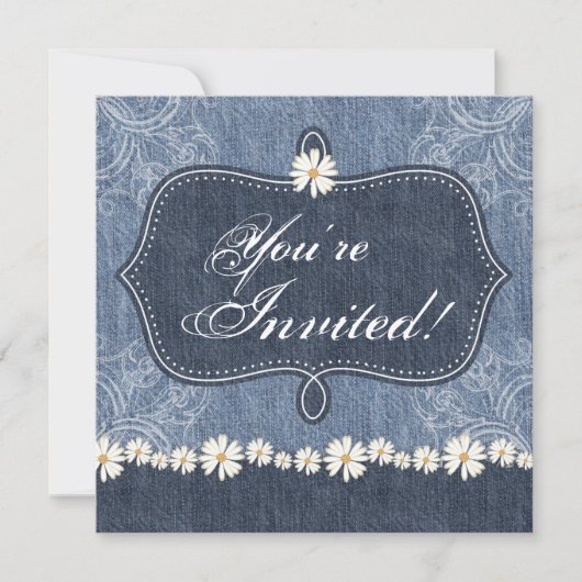 Denim n Daisies Wedding Einladung Western (Vorderseite)