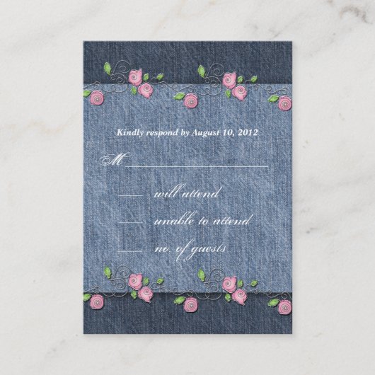Denim n Rose Wedding Response Card Begleitkarte (Vorderseite)