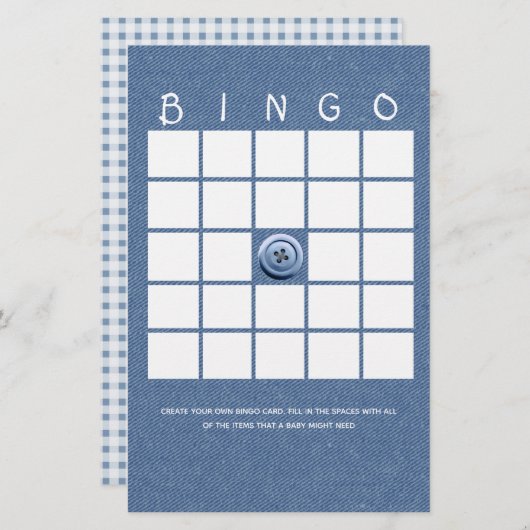 Denim Niedlich als Button Bingo (Vorne/Hinten)