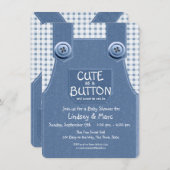 Denim Overalls als Button Blue Niedlich Einladung (Vorne/Hinten)