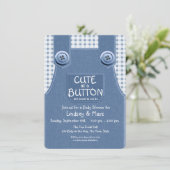 Denim Overalls als Button Blue Niedlich Einladung (Stehend Vorderseite)