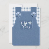 Denim Overalls als Button Dankeschön-Karte Niedlic Einladung (Vorderseite)