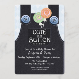 Denim Overalls als Button Niedlich Einladung