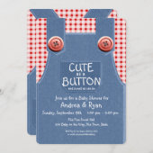 Denim Overalls als Button Niedlich Einladung (Vorne/Hinten)