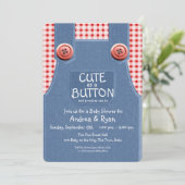Denim Overalls als Button Niedlich Einladung (Stehend Vorderseite)
