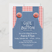 Denim Overalls als Button Niedlich Einladung (Vorderseite)
