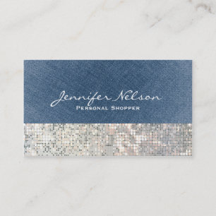Denim-Pailletten-Glitzer-Glamour-Glanz Visitenkart Visitenkarte