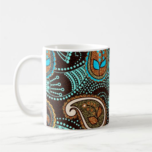Denim Paisley: Nahtlose Jeans Texturmuster Kaffeetasse (Links)