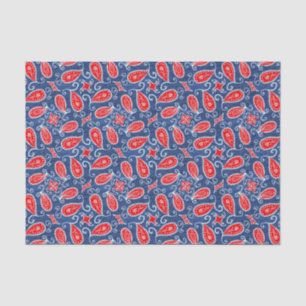 Denim-Paisley-niedliche rote weiße und blaue mit Seidenpapier