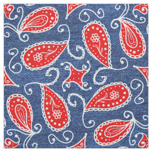 Denim-Paisley-niedliche rote weiße und blaue mit Stoff