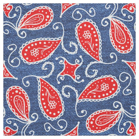 Denim-Paisley-niedliche rote weiße und blaue mit Stoff (Muster)