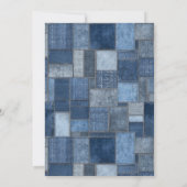 Denim-Patchwork-Bär-Junge-Blau-Jean-Baby-Party Einladung (Rückseite)