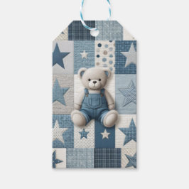 Denim Patchwork Bear Napkins Geschenkanhänger