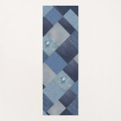 Denim Patchwork Blue Fabric Yogamatte (Vorderseite)