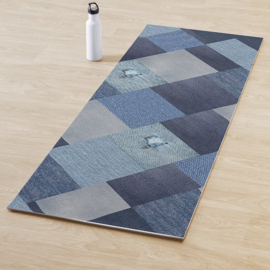 Denim Patchwork Blue Fabric Yogamatte (Beispiel)